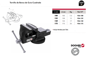 Imagen de Tornillo de banco guia cuadrada DOGHER TOOLS 125 mm