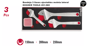 Imagen de Bandeja 3 llaves ajustables moleta lateral DOGHER TOOLS 491-080