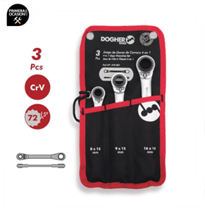 Imagen de 3 llaves de carraca 4 en 1 DOGHER TOOLS 475-001
