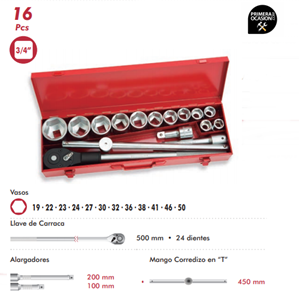Imagen de Juego 16 vasos hexagonales 3/4" DOGHER TOOLS 549-001