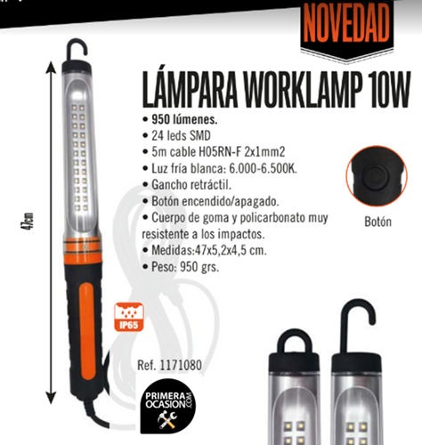 Imagen de Lampara portatil taller LED WORKLAMP 950 Lumen