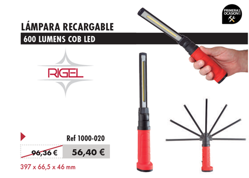 Imagen de Lampara led recargable 600 lumens DOGHER TOOLS